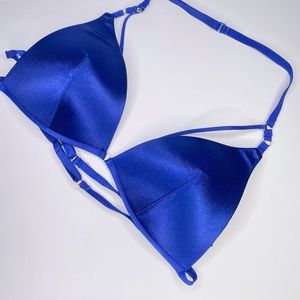 LaSENZA Bra Blue Silk 3 Adjustable Straps, Little Push up, Halter Strap